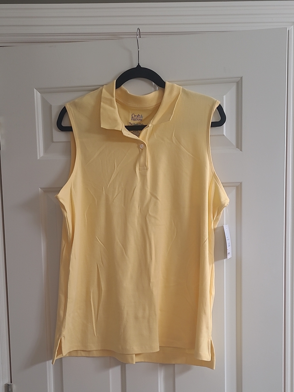 croft & barrow Sleeveless Polo Tank Top in Pale Yellow